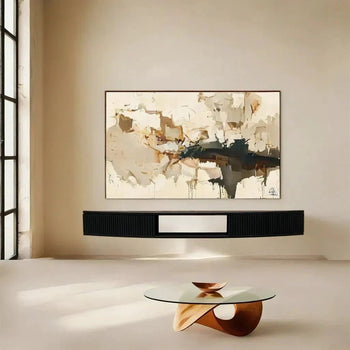 Gebogen zwevende TV-meubel - zwart 200 cm