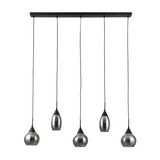 Hanglamp 5-lichts met smoke glas