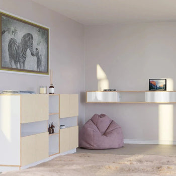 Zwevende TV-meubel - 180cm White HPL