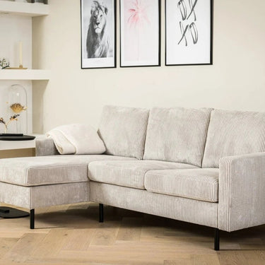 3-zits hoekbank L+R - Ribstof Naturel