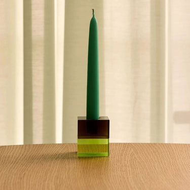 Blokkaarsenhouders bruin/groen en grijs/roze (set van 2)