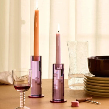 Geslepen paarse kandelaars (set van 2)