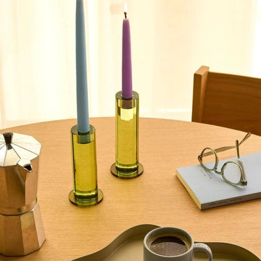 Geslepen groene kandelaars (set van 2)