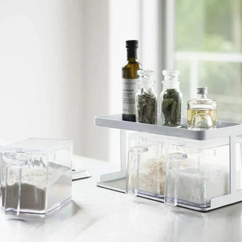 Yamazaki Tower Kruidenrek met 3 opbergbakjes - Wit