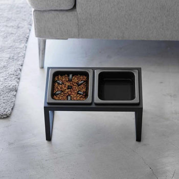 Yamazaki Nooks slowfeeder-voerbak schuin en standaard - Zwart