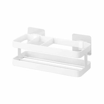 Yamazaki Tower spons- en fleshouder met foliehaak - wit