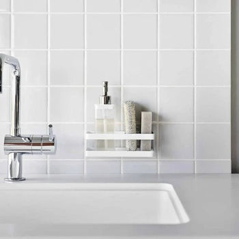 Yamazaki Tower spons- en fleshouder met foliehaak - wit