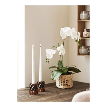 Theelichthouder van glas 2 stuks - gerookt bruin - Ø6 × 7 cm