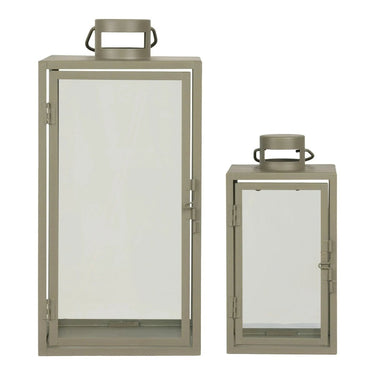 Corfu lantaarn van staal en glas 2 stuks - groen - 13 × 13 × 195 cm