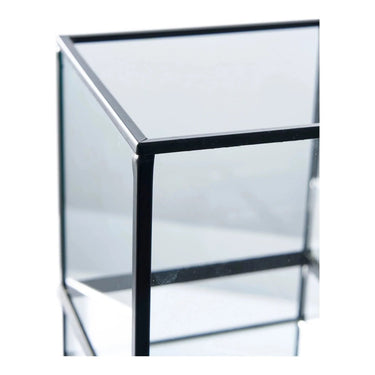 Hurricane windlicht van glas en metaal - zwart - 12 × 12 × 15 cm