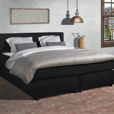 Parga Luxe Lederlook Boxspring 200×200 Zwart