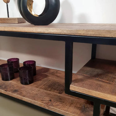 TV-meubel Liverpool mangohout - metalen onderstel mat zwart