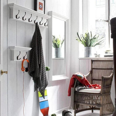 Halifax wandkapstok met 6 haken - wit